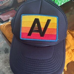 Aviator Nation Navy Trucker Hat with Rainbow Patch